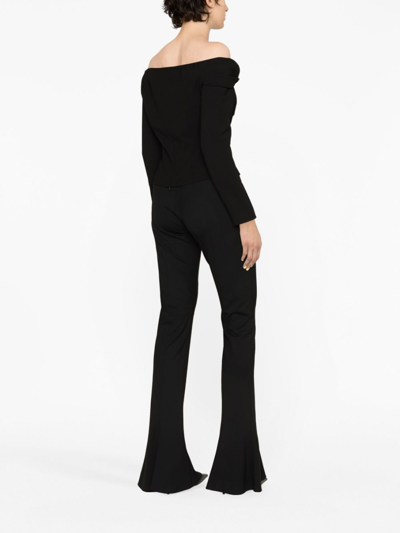 Shop Magda Butrym Off-shoulder Long-sleeve Top In Black