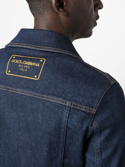 Shop Dolce & Gabbana Logo-print Denim Jacket In Blue