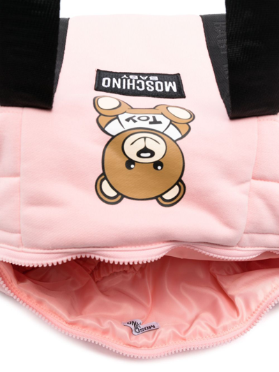 Shop Moschino Bear-print Changing Bag In Pink
