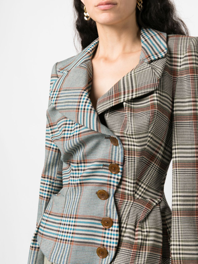 Shop Vivienne Westwood Asymmetric Panelled Tweed Jacket In Neutrals