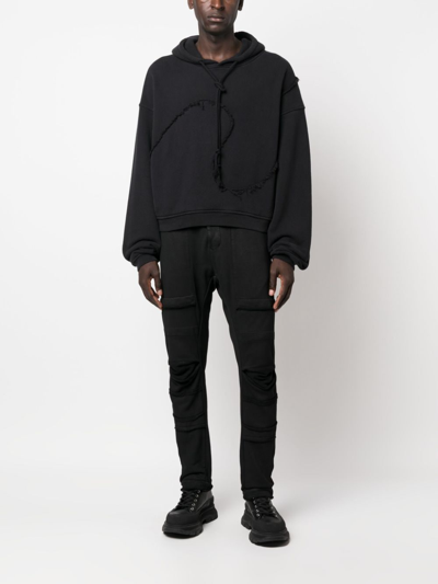 Masnada Ripped-detailing Cotton Drop-crotch Trousers In Black