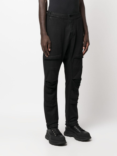 Masnada Ripped-detailing Cotton Drop-crotch Trousers In Black