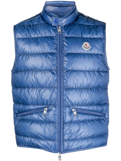 Shop Moncler Gui Logo-patch Puffer Gilet In Blue