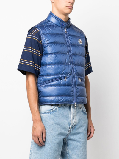 Shop Moncler Gui Logo-patch Puffer Gilet In Blue