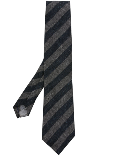 Striped Pointed Tie In Black