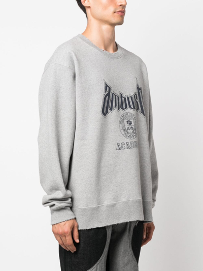 Shop Ambush Academy Cotton Sweatshirt In Grey