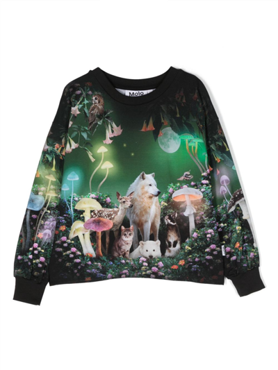 Shop Molo Reniza Moonlight Glade-print Sweatshirt In Green