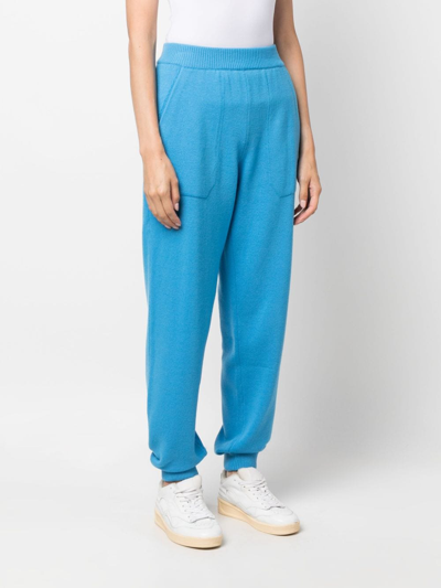 Shop Mrz Elasticated-waistband Tapered Track Pants In Blue