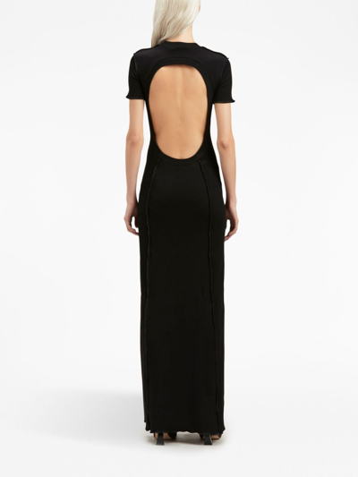 Shop Palm Angels Logo-embroidered Knitted Maxi Dress In Black