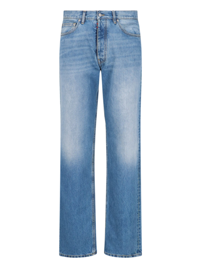 Shop Maison Margiela Straight Leg Jeans In Light Blue