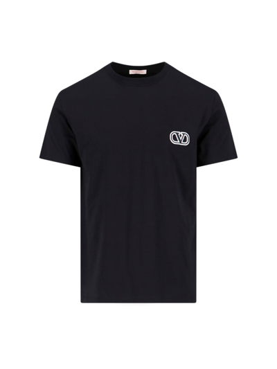 Shop Valentino Logo T-shirt In Black  