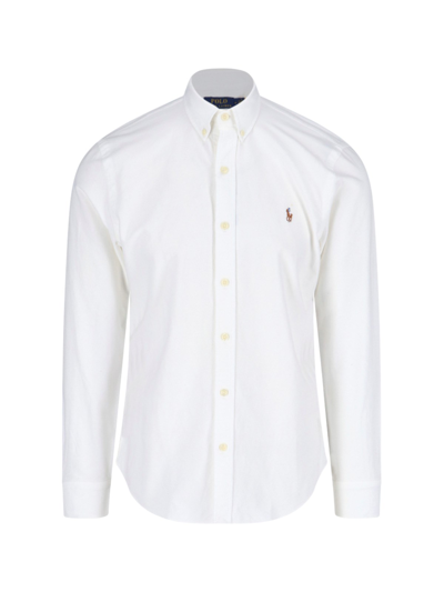 Shop Polo Ralph Lauren 'oxford' Logo Shirt In White