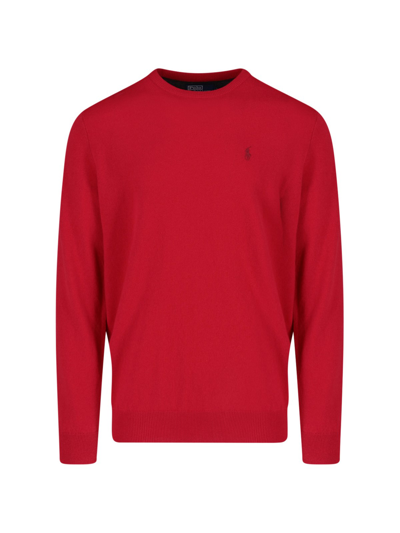 Shop Polo Ralph Lauren Logo Sweater In Red