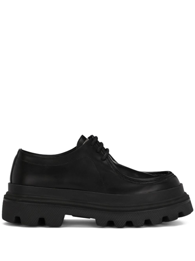 Dolce & Gabbana Platform Leather Derby Shoes In Black