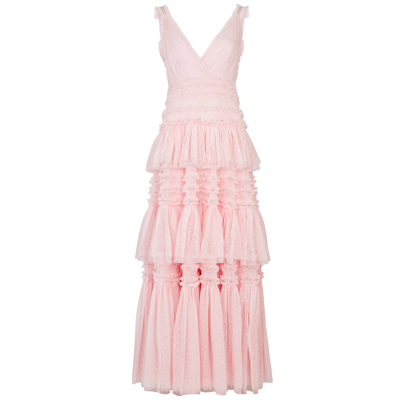 Shop Needle & Thread Candice Ruffled Tulle Gown In Pink