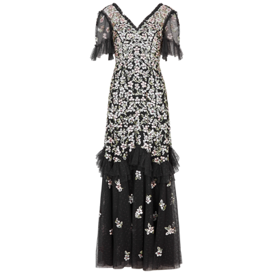 Shop Needle & Thread Raina Sequin-embellished Tulle Gown In Black
