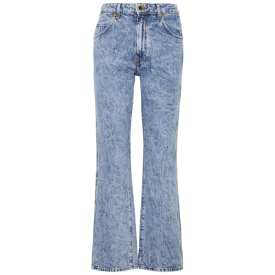 Shop Khaite Vivian Acid Wash Slim-leg Jeans In Denim