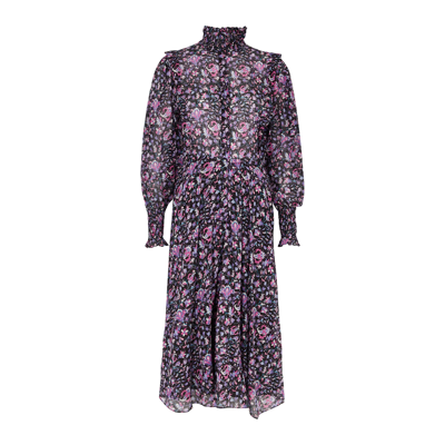 Shop Isabel Marant Étoile Galoa Floral-print Cotton Midi Dress In Navy
