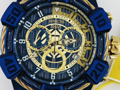 Pre-owned Invicta 37024 Shaq Blue Label Gold Dial Swiss Chronograph Watch 52mm