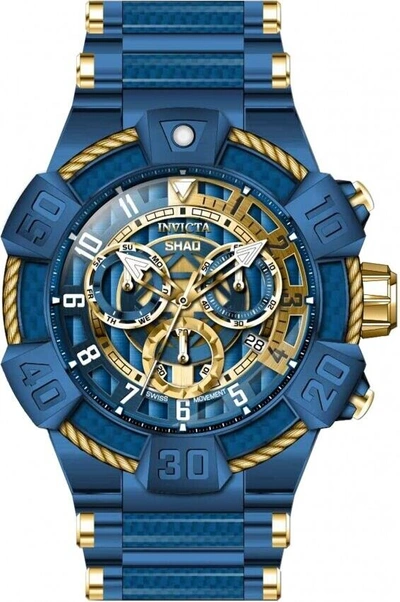 Pre-owned Invicta 37024 Shaq Blue Label Gold Dial Swiss Chronograph Watch 52mm