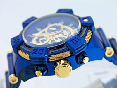 Pre-owned Invicta 37024 Shaq Blue Label Gold Dial Swiss Chronograph Watch 52mm