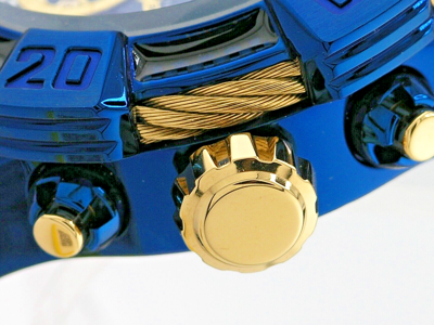 Pre-owned Invicta 37024 Shaq Blue Label Gold Dial Swiss Chronograph Watch 52mm