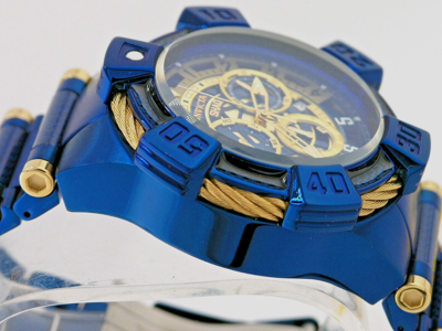 Pre-owned Invicta 37024 Shaq Blue Label Gold Dial Swiss Chronograph Watch 52mm