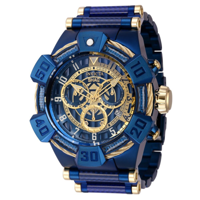 Pre-owned Invicta 37024 Shaq Blue Label Gold Dial Swiss Chronograph Watch 52mm