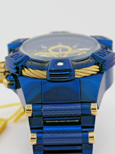 Pre-owned Invicta 37024 Shaq Blue Label Gold Dial Swiss Chronograph Watch 52mm