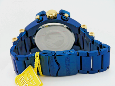 Pre-owned Invicta 37024 Shaq Blue Label Gold Dial Swiss Chronograph Watch 52mm