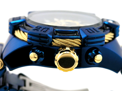 Pre-owned Invicta 37024 Shaq Blue Label Gold Dial Swiss Chronograph Watch 52mm