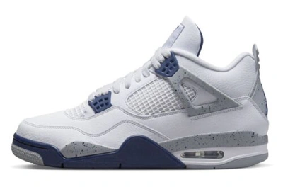 Pre-owned Jordan Air  Mens Retro 4 Midnight Navy Cement Dh6927-140 All Sizes Sneakers In White