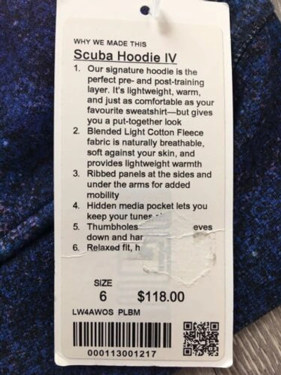 Pre-owned Lululemon Athletica ?nwt Lululemon Scuba Hoodie Iv Light Cotton Fleece Sz 6 Polar Lights Blue Multi