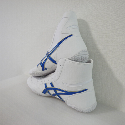 Pre-owned Asics Wrestling Shoes 1083a001 White Royal Blue Edge Gold Ex Eo Model Stock