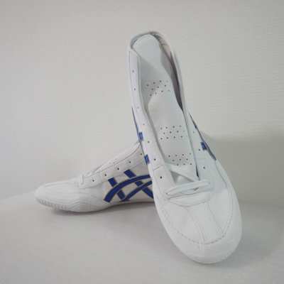 Pre-owned Asics Wrestling Shoes 1083a001 White Royal Blue Edge Gold Ex Eo Model Stock
