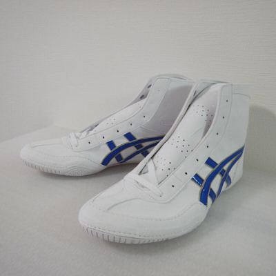 Pre-owned Asics Wrestling Shoes 1083a001 White Royal Blue Edge Gold Ex Eo Model Stock