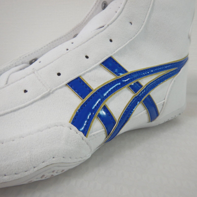 Pre-owned Asics Wrestling Shoes 1083a001 White Royal Blue Edge Gold Ex Eo Model Stock