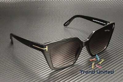 Pre-owned Tom Ford Ft1030 01z Shiny Black Gradient Mirror Violet 53 Mm Women's Sunglasses In Purple