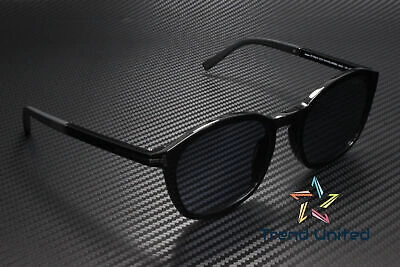 Pre-owned Tom Ford Ft1020 N 01d Plastic Shiny Black Smoke Polarized 52 Mm Men's Sunglasses In Gray