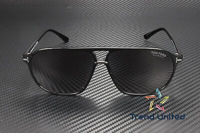 Pre-owned Tom Ford Ft1026 N 01d Plastic Shiny Black Smoke Polarized 61 Mm Men's Sunglasses In Gray