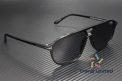 Pre-owned Tom Ford Ft1026 N 01d Plastic Shiny Black Smoke Polarized 61 Mm Men's Sunglasses In Gray