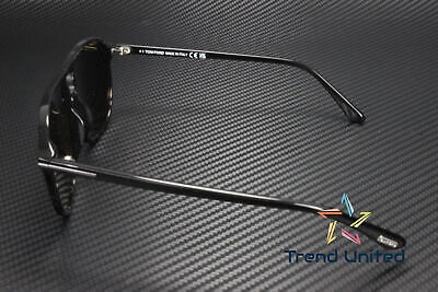Pre-owned Tom Ford Ft1026 N 01d Plastic Shiny Black Smoke Polarized 61 Mm Men's Sunglasses In Gray