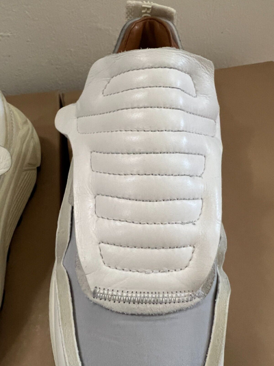 Pre-owned Buttero Made In Italy Hand Crafted Vara Panelled Touch-strap Vintage Sneakers In White / Grey