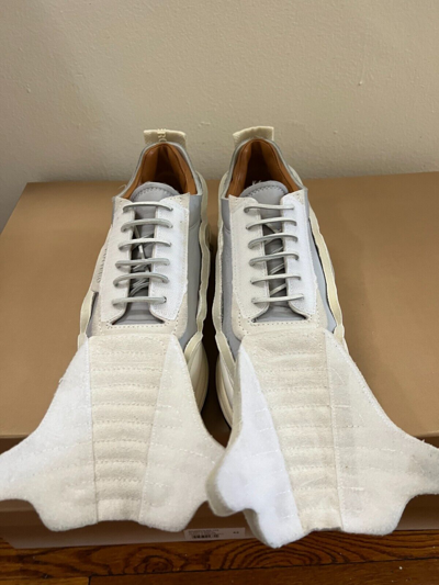 Pre-owned Buttero Made In Italy Hand Crafted Vara Panelled Touch-strap Vintage Sneakers In White / Grey