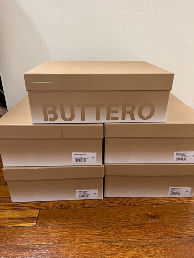 Pre-owned Buttero Made In Italy Hand Crafted Vara Panelled Touch-strap Vintage Sneakers In White / Grey