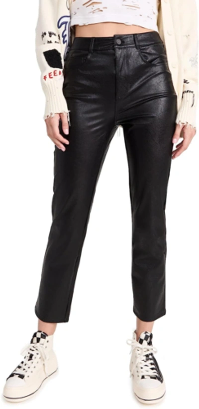 Pre-owned Paige Women's Stella Faux Leather Jeans In Black