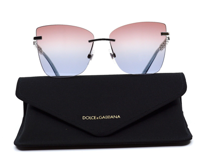 Pre-owned Dolce & Gabbana Dolce&gabbana Dg2289 Silver Blue Violet Gradient Authentic Sunglasses In Violet/blue