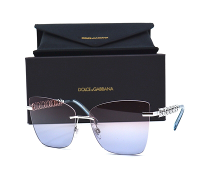Pre-owned Dolce & Gabbana Dolce&gabbana Dg2289 Silver Blue Violet Gradient Authentic Sunglasses In Violet/blue