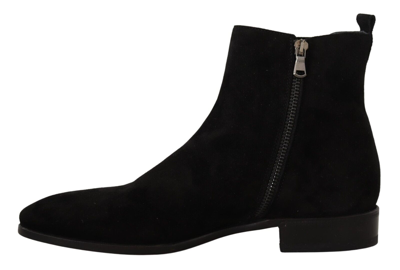 Shop Pre-owned Dolce & Gabbana Shoes Boots Black Suede Leather Chelsea Mens Eu42.5 /us9.5 $1400