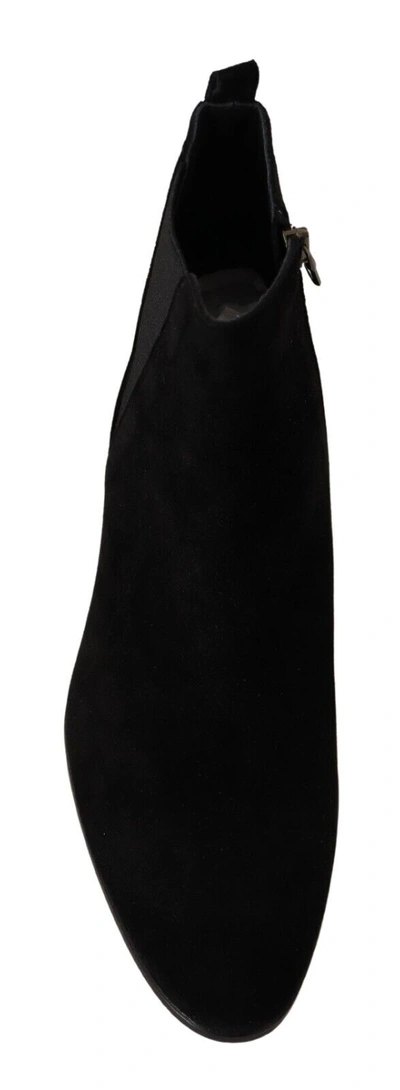 Shop Pre-owned Dolce & Gabbana Shoes Boots Black Suede Leather Chelsea Mens Eu42.5 /us9.5 $1400